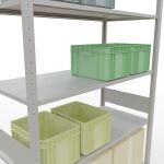 Grundregal, Fachbodenregal Stecksystem MULTIplus150, 3000 x 1300 x 600 mm (HxBxT), 7 Fachböden, Längenriegel, RAL 7035 lichtgrau