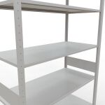 Grundregal, Fachbodenregal Stecksystem MULTIplus150, 3000 x 1300 x 600 mm (HxBxT), 7 Fachböden, Längenriegel, RAL 7035 lichtgrau