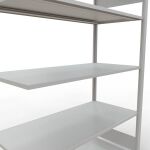 Anbauregal, Fachbodenregal Stecksystem MULTIplus150, 2000 x 1300 x 600 mm (HxBxT), 5 Fachböden, Längenriegel, RAL 7035 lichtgrau