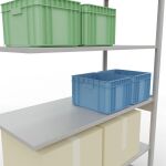 Anbauregal, Fachbodenregal Stecksystem MULTIplus150, 2500 x 1300 x 600 mm (HxBxT), 6 Fachböden, Längenriegel, RAL 7035 lichtgrau