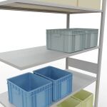 Anbauregal, Fachbodenregal Stecksystem MULTIplus150, 3000 x 1300 x 600 mm (HxBxT), 7 Fachböden, Längenriegel, RAL 7035 lichtgrau