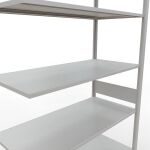 Anbauregal, Fachbodenregal Stecksystem MULTIplus150, 3000 x 1300 x 600 mm (HxBxT), 7 Fachböden, Längenriegel, RAL 7035 lichtgrau