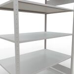 Grundregal, Fachbodenregal Stecksystem MULTIplus150, 2000 x 1300 x 800 mm (HxBxT), 5 Fachböden, Längenriegel, RAL 7035 lichtgrau