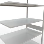 Anbauregal, Fachbodenregal Stecksystem MULTIplus150, 3000 x 1300 x 800 mm (HxBxT), 7 Fachböden, Längenriegel, RAL 7035 lichtgrau