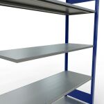 Anbauregal, Fachbodenregal Stecksystem MULTIplus150, 2000 x 1300 x 500 mm (HxBxT), 5 Fachböden, Längenriegel, RAL 5010 enzianblau/verzinkt