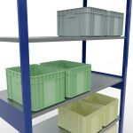 Grundregal, Fachbodenregal Stecksystem MULTIplus150, 2500 x 1300 x 600 mm (HxBxT), 6 Fachböden, Längenriegel, RAL 5010 enzianblau/verzinkt