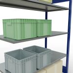 Anbauregal, Fachbodenregal Stecksystem MULTIplus150, 2000 x 1300 x 600 mm (HxBxT), 5 Fachböden, Längenriegel, RAL 5010 enzianblau/verzinkt