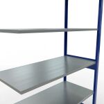 Anbauregal, Fachbodenregal Stecksystem MULTIplus150, 2500 x 1300 x 600 mm (HxBxT), 6 Fachböden, Längenriegel, RAL 5010 enzianblau/verzinkt