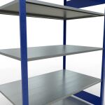 Grundregal, Fachbodenregal Stecksystem MULTIplus150, 2000 x 1300 x 800 mm (HxBxT), 5 Fachböden, Längenriegel, RAL 5010 enzianblau/verzinkt