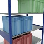 Grundregal, Fachbodenregal Stecksystem MULTIplus150, 2500 x 1300 x 800 mm (HxBxT), 6 Fachböden, Längenriegel, RAL 5010 enzianblau/verzinkt