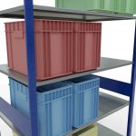 Grundregal, Fachbodenregal Stecksystem MULTIplus150, 3000 x 1300 x 800 mm (HxBxT), 7 Fachböden, Längenriegel, RAL 5010 enzianblau/verzinkt