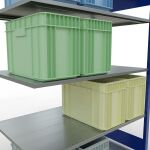 Anbauregal, Fachbodenregal Stecksystem MULTIplus150, 2000 x 1300 x 800 mm (HxBxT), 5 Fachböden, Längenriegel, RAL 5010 enzianblau/verzinkt