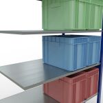 Anbauregal, Fachbodenregal Stecksystem MULTIplus150, 2500 x 1300 x 800 mm (HxBxT), 6 Fachböden, Längenriegel, RAL 5010 enzianblau/verzinkt