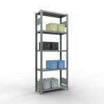 Grundregal, Fachbodenregal Stecksystem MULTIplus250, 2000 x 750 x 300 mm (HxBxT), 5 Fachböden, Längenriegel, verzinkt