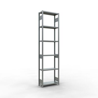 Grundregal, Fachbodenregal Stecksystem MULTIplus250, 3000 x 750 x 300 mm (HxBxT), 7 Fachböden, Längenriegel, verzinkt