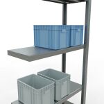 Anbauregal, Fachbodenregal Stecksystem MULTIplus250, 2000 x 750 x 300 mm (HxBxT), 5 Fachböden, Längenriegel, verzinkt