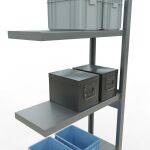 Anbauregal, Fachbodenregal Stecksystem MULTIplus250, 2500 x 750 x 300 mm (HxBxT), 6 Fachböden, Längenriegel, verzinkt