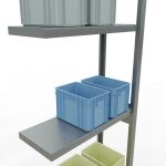 Anbauregal, Fachbodenregal Stecksystem MULTIplus250, 3000 x 750 x 300 mm (HxBxT), 7 Fachböden, Längenriegel, verzinkt