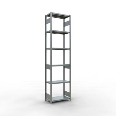 Grundregal, Fachbodenregal Stecksystem MULTIplus250, 3000 x 750 x 400 mm (HxBxT), 7 Fachböden, Längenriegel, verzinkt