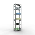 Grundregal, Fachbodenregal Stecksystem MULTIplus250, 3000 x 750 x 400 mm (HxBxT), 7 Fachböden, Längenriegel, verzinkt