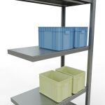 Anbauregal, Fachbodenregal Stecksystem MULTIplus250, 2000 x 750 x 400 mm (HxBxT), 5 Fachböden, Längenriegel, verzinkt