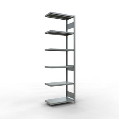 Anbauregal, Fachbodenregal Stecksystem MULTIplus250, 2500 x 750 x 400 mm (HxBxT), 6 Fachböden, Längenriegel, verzinkt