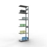 Anbauregal, Fachbodenregal Stecksystem MULTIplus250, 3000 x 750 x 400 mm (HxBxT), 7 Fachböden, Längenriegel, verzinkt