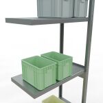 Anbauregal, Fachbodenregal Stecksystem MULTIplus250, 3000 x 750 x 400 mm (HxBxT), 7 Fachböden, Längenriegel, verzinkt