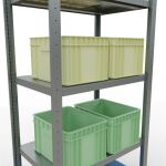 Grundregal, Fachbodenregal Stecksystem MULTIplus250, 2000 x 750 x 500 mm (HxBxT), 5 Fachböden, Längenriegel, verzinkt