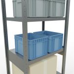 Grundregal, Fachbodenregal Stecksystem MULTIplus250, 2500 x 750 x 500 mm (HxBxT), 6 Fachböden, Längenriegel, verzinkt