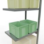 Anbauregal, Fachbodenregal Stecksystem MULTIplus250, 3000 x 750 x 500 mm (HxBxT), 7 Fachböden, Längenriegel, verzinkt