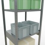 Grundregal, Fachbodenregal Stecksystem MULTIplus250, 3000 x 750 x 600 mm (HxBxT), 7 Fachböden, Längenriegel, verzinkt