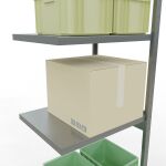 Anbauregal, Fachbodenregal Stecksystem MULTIplus250, 3000 x 750 x 600 mm (HxBxT), 7 Fachböden, Längenriegel, verzinkt