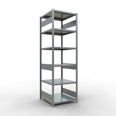 Grundregal, Fachbodenregal Stecksystem MULTIplus250, 2500 x 750 x 800 mm (HxBxT), 6 Fachböden, Längenriegel, verzinkt