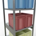 Grundregal, Fachbodenregal Stecksystem MULTIplus250, 3000 x 750 x 800 mm (HxBxT), 7 Fachböden, Längenriegel, verzinkt