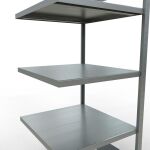 Anbauregal, Fachbodenregal Stecksystem MULTIplus250, 2000 x 750 x 800 mm (HxBxT), 5 Fachböden, Längenriegel, verzinkt