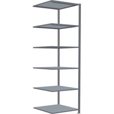 Anbauregal, Fachbodenregal Stecksystem MULTIplus250, 2500 x 750 x 800 mm (HxBxT), 6 Fachböden, Längenriegel, verzinkt