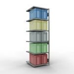 Anbauregal, Fachbodenregal Stecksystem MULTIplus250, 2500 x 750 x 800 mm (HxBxT), 6 Fachböden, Längenriegel, verzinkt