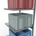 Anbauregal, Fachbodenregal Stecksystem MULTIplus250, 3000 x 750 x 800 mm (HxBxT), 7 Fachböden, Längenriegel, verzinkt