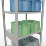 Grundregal, Fachbodenregal Stecksystem MULTIplus250, 2500 x 750 x 300 mm (HxBxT), 6 Fachböden, Längenriegel, RAL 7035 lichtgrau