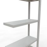 Anbauregal, Fachbodenregal Stecksystem MULTIplus250, 2000 x 750 x 300 mm (HxBxT), 5 Fachböden, Längenriegel, RAL 7035 lichtgrau