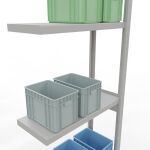 Anbauregal, Fachbodenregal Stecksystem MULTIplus250, 3000 x 750 x 300 mm (HxBxT), 7 Fachböden, Längenriegel, RAL 7035 lichtgrau