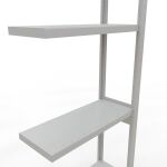 Anbauregal, Fachbodenregal Stecksystem MULTIplus250, 3000 x 750 x 300 mm (HxBxT), 7 Fachböden, Längenriegel, RAL 7035 lichtgrau