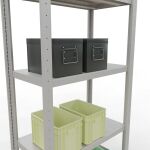 Grundregal, Fachbodenregal Stecksystem MULTIplus250, 2000 x 750 x 400 mm (HxBxT), 5 Fachböden, Längenriegel, RAL 7035 lichtgrau