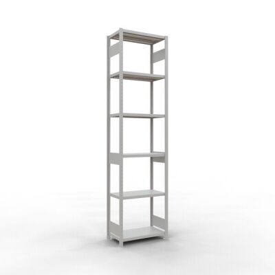 Grundregal, Fachbodenregal Stecksystem MULTIplus250, 3000 x 750 x 400 mm (HxBxT), 7 Fachböden, Längenriegel, RAL 7035 lichtgrau