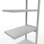 Anbauregal, Fachbodenregal Stecksystem MULTIplus250, 2500 x 750 x 400 mm (HxBxT), 6 Fachböden, Längenriegel, RAL 7035 lichtgrau