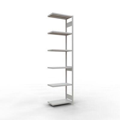 Anbauregal, Fachbodenregal Stecksystem MULTIplus250, 3000 x 750 x 400 mm (HxBxT), 7 Fachböden, Längenriegel, RAL 7035 lichtgrau