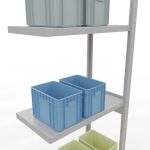 Anbauregal, Fachbodenregal Stecksystem MULTIplus250, 3000 x 750 x 400 mm (HxBxT), 7 Fachböden, Längenriegel, RAL 7035 lichtgrau