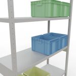 Grundregal, Fachbodenregal Stecksystem MULTIplus250, 3000 x 750 x 500 mm (HxBxT), 7 Fachböden, Längenriegel, RAL 7035 lichtgrau