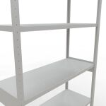 Grundregal, Fachbodenregal Stecksystem MULTIplus250, 3000 x 750 x 500 mm (HxBxT), 7 Fachböden, Längenriegel, RAL 7035 lichtgrau